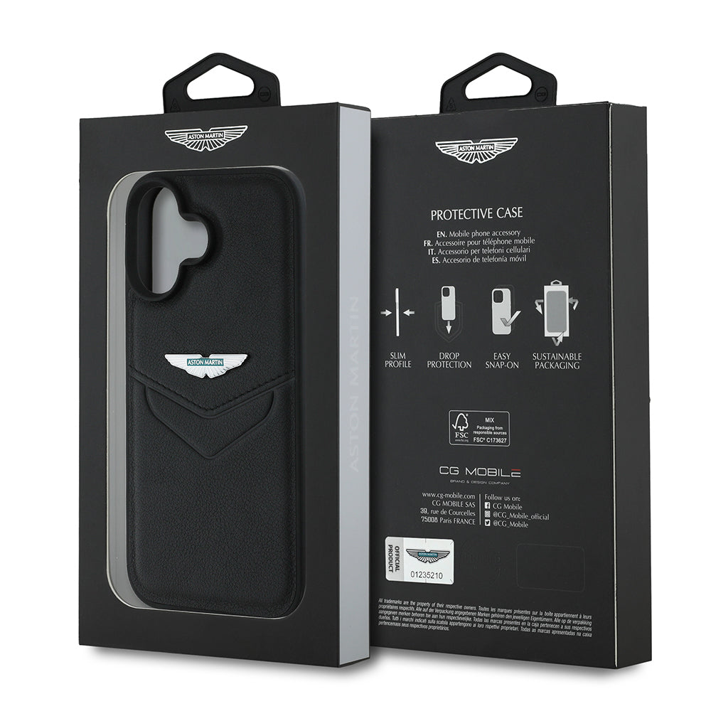Aston Martin Hardcase Leather Victory Design for iPhone 16 Black