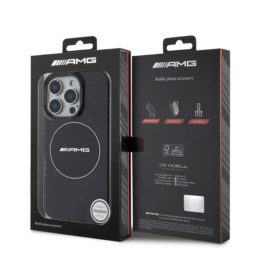 AMG iPhone 16 Pro MagSafe AMG Original Licensed Magsafe Charging Feature IML Print Logo Smoked Cover