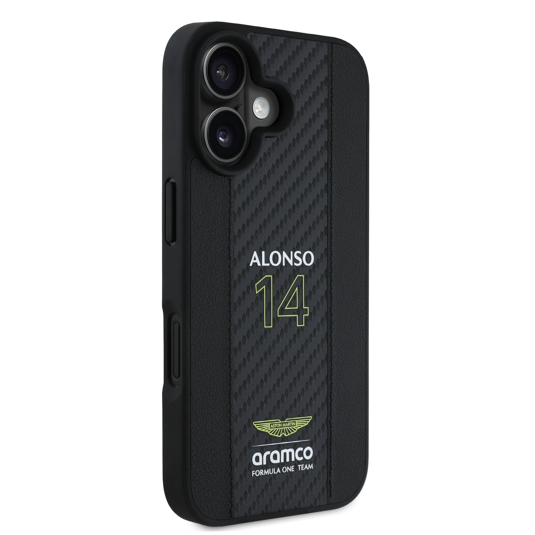 Aston Martin Alonso Hardcase Carbon Fiber Stripe for iPhone 16