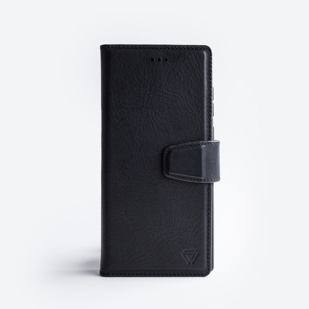 Wachikopa Genuine Leather Classic Bookcase for Samsung Galaxy S25 Ultra Black