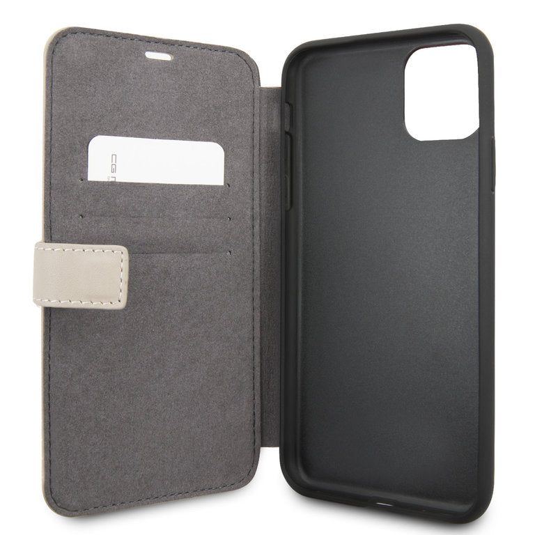BMW BMFLBKSN65LLST iPhone 11 Pro Max Taupe Book type Book Case - Genuine Leather
