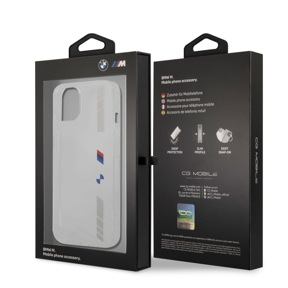 BMW BMHCP13SMKTSS iPhone 13 mini Hardcase Backcover - Silver Stripes - Transparant