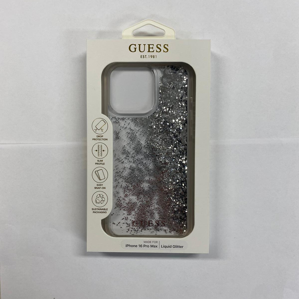 Guess GUHCP16XGLHFLSI iPhone 16 Pro Max Hardcase LIQ. Glitter Charms Silver