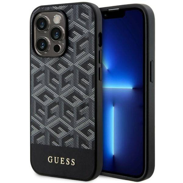 GUESS Hradcase MagSafe GCUBE PU Stripes Black iPhone 14 Pro