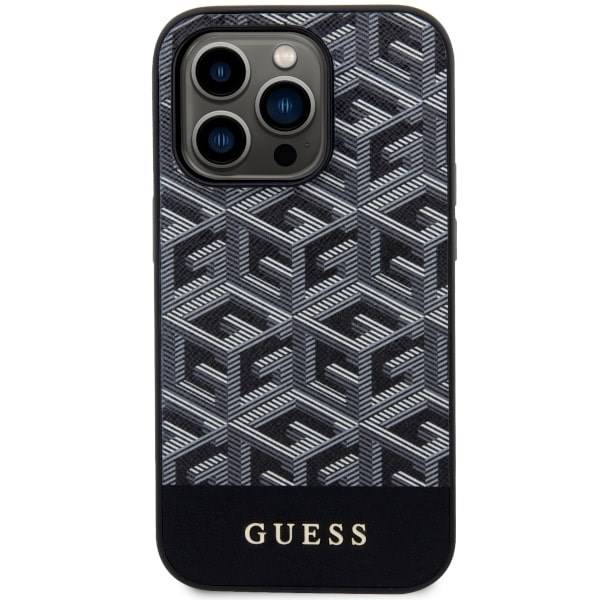 GUESS Hradcase MagSafe GCUBE PU Stripes Black iPhone 14 Pro