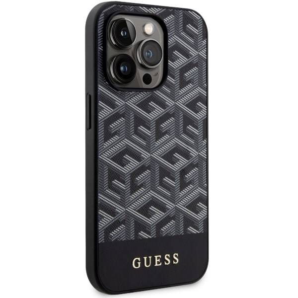 GUESS Hradcase MagSafe GCUBE PU Stripes Black iPhone 14 Pro