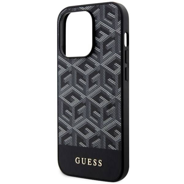 GUESS Hradcase MagSafe GCUBE PU Stripes Black iPhone 14 Pro