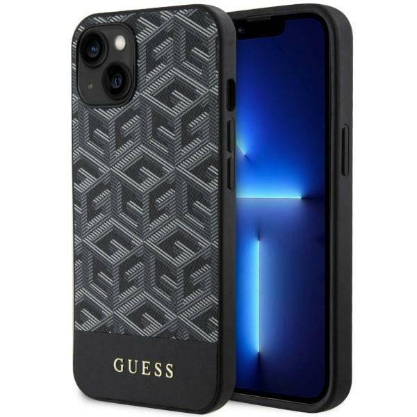 GUESS HC MagSafe GCUBE PU STRIPES BLACK IP14 PLUS