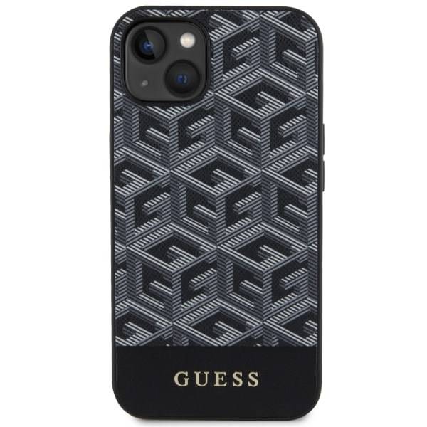 GUESS HC MagSafe GCUBE PU STRIPES BLACK IP14 PLUS