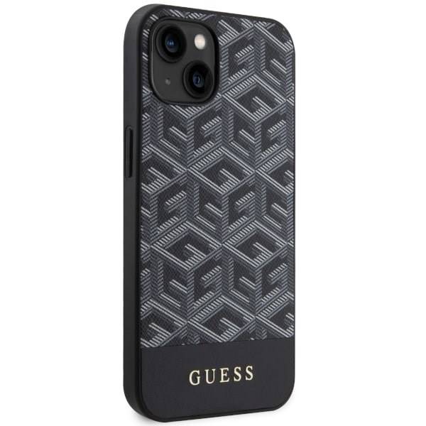 GUESS HC MagSafe GCUBE PU STRIPES BLACK IP14 PLUS