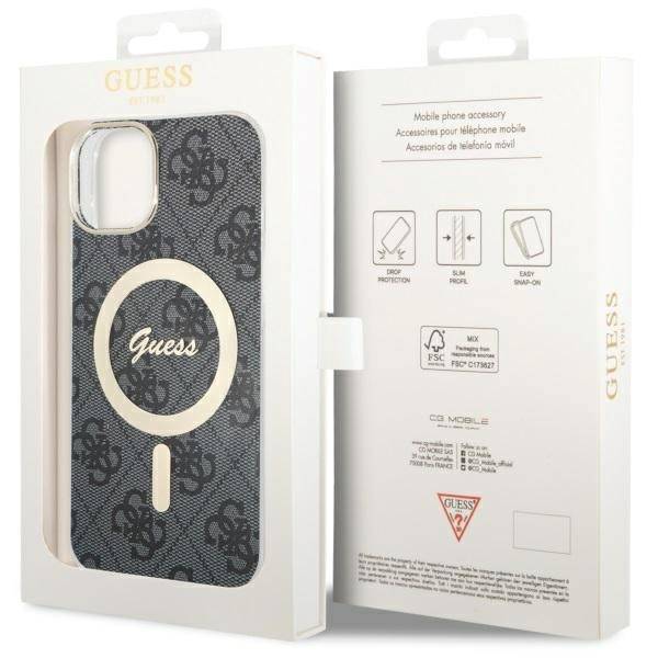 GUESS HC MagSafe IML 4G BLACK iPhone 14 / 15 / 13