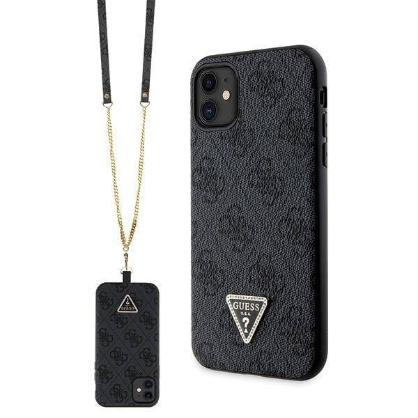 Guess GUHCN61P4TDSCPK iPhone 11 / Xr black hardcase Crossbody 4G Metal Logo