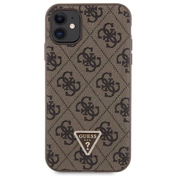 GUESS HC PU LEATHER METAL LOGO STRASS CROSSBODY BROWN iPhone 11