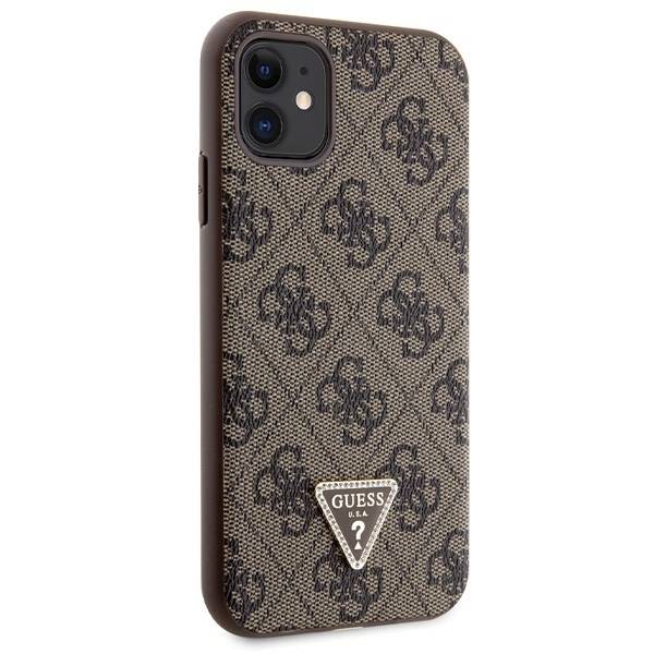 GUESS HC PU LEATHER METAL LOGO STRASS CROSSBODY BROWN iPhone 11