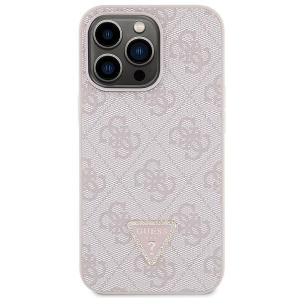 GUESS HardCase PU LEATHER METAL LOGO STRASS CROSSBODY Pink iPhone 13 Pro Max