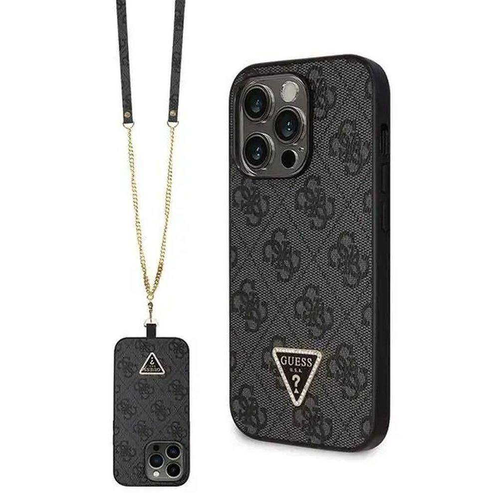 Guess GUHCP14XP4TDSCPK iPhone 14 Pro Max black hardcase Crossbody 4G Metal Logo