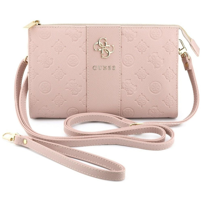 Guess Peony 4G Classic Logos Stripe - Clutch Phone Bag Pink