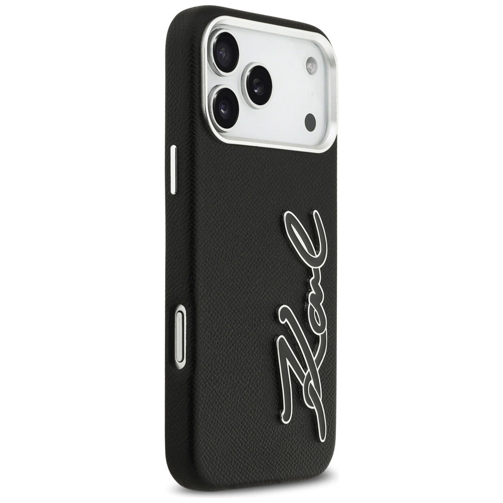 Karl Lagerfeld KLHCP17LPGFKSRSK FW Grained Signature Logo case for iPhone 17 Pro black