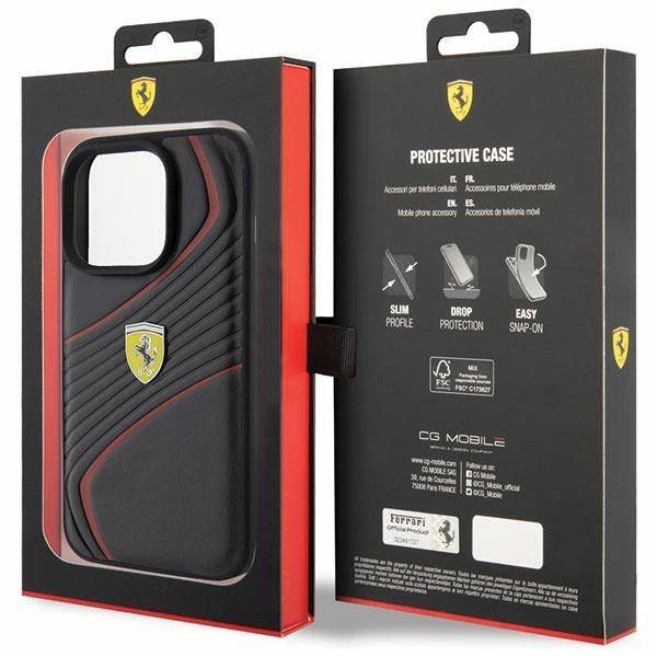 FERRARI Hardcase PU TWIST BLACK iPhone 15 PRO