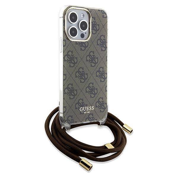 GUESS HC CROSSBODY CORD 4G Print Brown iPhone 15 Pro