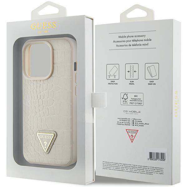 GUESS HC PU CROCO TRIANGLE LOGO GOLD iPhone 15 PRO MAX