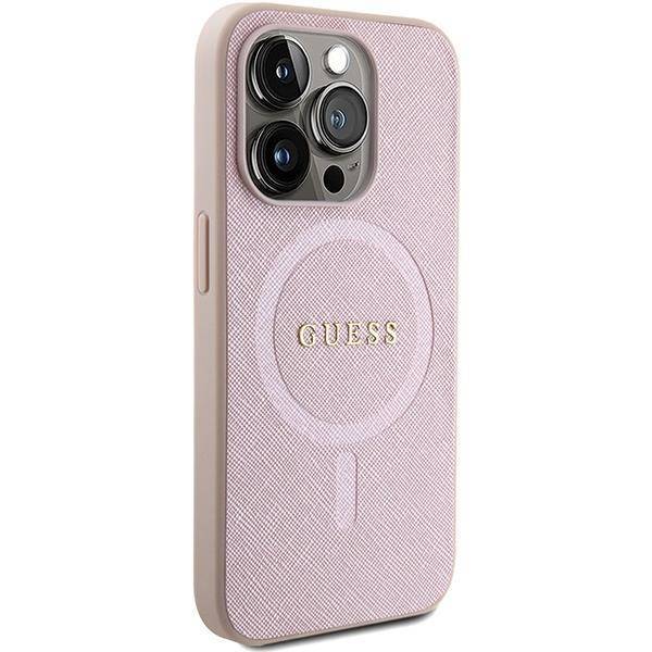 GUESS HC PU SAFFIANO MAGSAFE Hardcase PINK iPhone 15 PRO