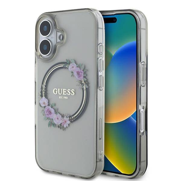 Guess Hardcase Magsafe Iml Flowers
 Wreath Black iPhone 16