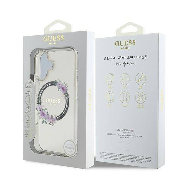 Guess Hardcase Magsafe Iml Flowers
 Wreath Black iPhone 16