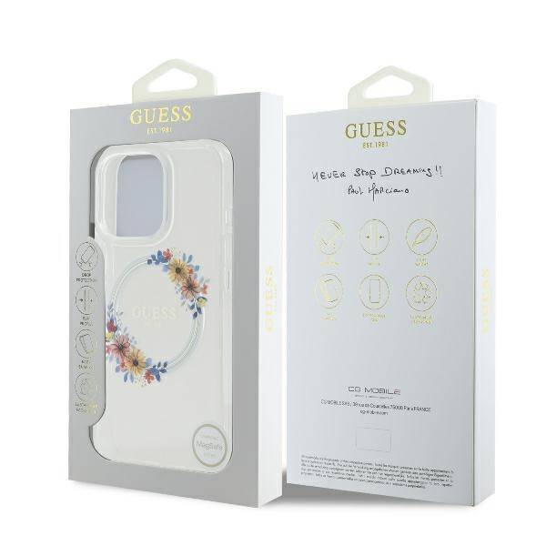 Guess Hardcase Magsafe Iml Flowers
 Wreath Transparent iPhone 16