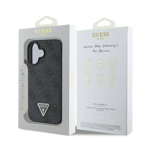 Guess Hardcase PU Leather 4G
 Triangle Strass Black iPhone 16