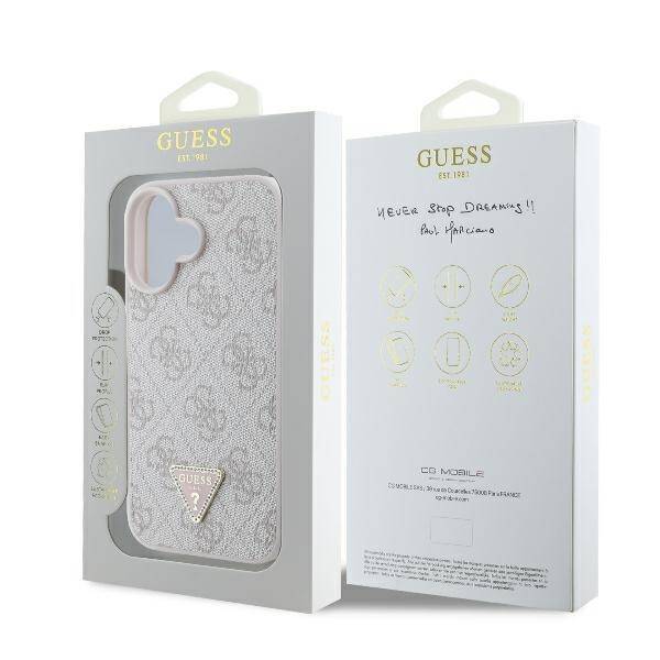 Guess Hardcase PU Leather 4G
 Triangle Strass Pink iPhone 16