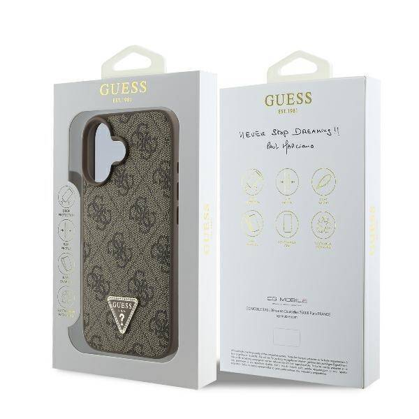 Guess Hardcase PU Leather 4G
 Triangle Strass Brown iPhone 16