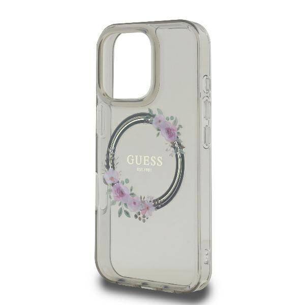 Guess Hardcase Magsafe Iml Flowers
 Wreath Black iPhone 16 Pro