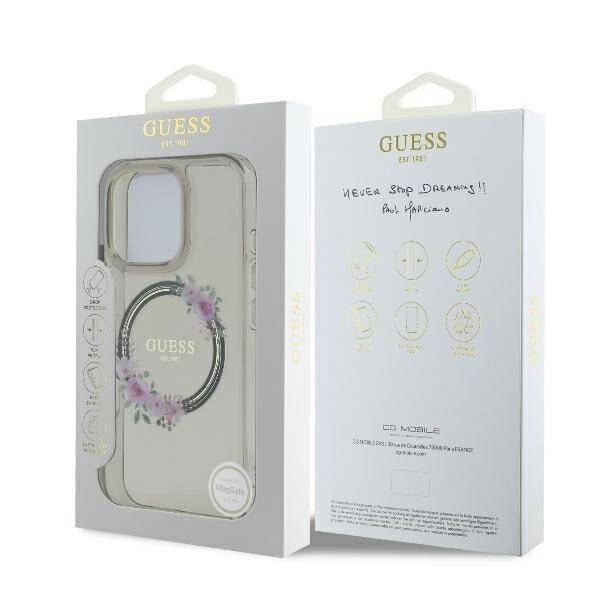 Guess Hardcase Magsafe Iml Flowers
 Wreath Black iPhone 16 Pro