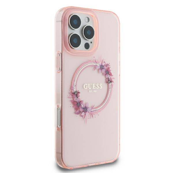 Guess Hardcase Magsafe Iml Flowers
 Wreath Pink iPhone 16 Pro