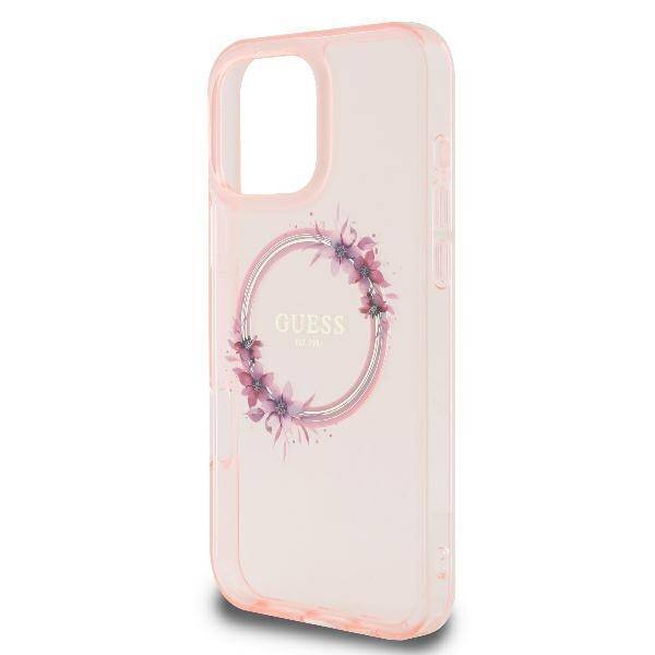 Guess Hardcase Magsafe Iml Flowers
 Wreath Pink iPhone 16 Pro