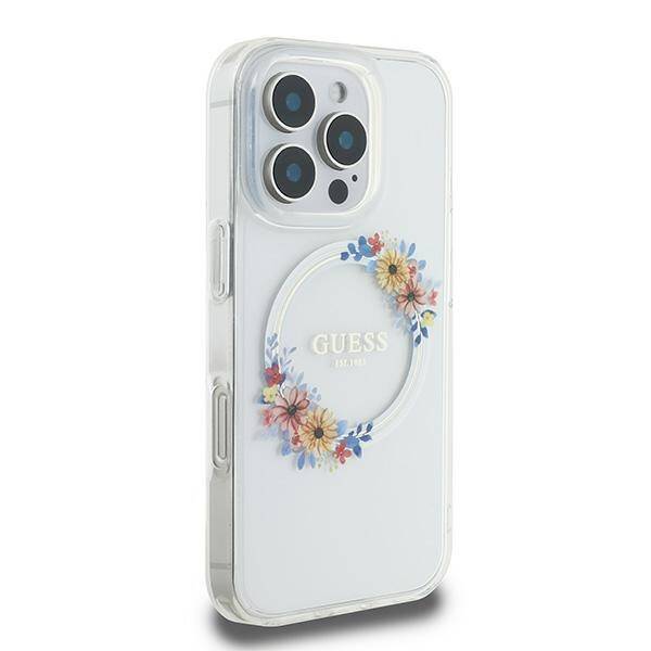 Guess Hardcase Magsafe Iml Flowers
 Wreath Transparent iPhone 16 Pro