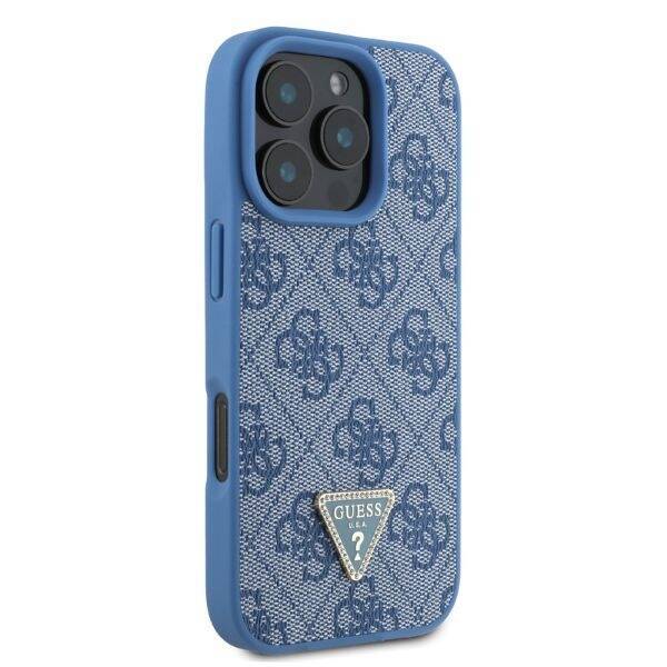 Guess Hardcase PU Leather 4G
 Triangle Strass Blue iPhone 16 Pro