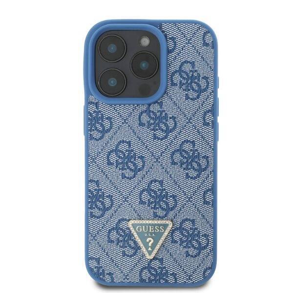 Guess Hardcase PU Leather 4G
 Triangle Strass Blue iPhone 16 Pro