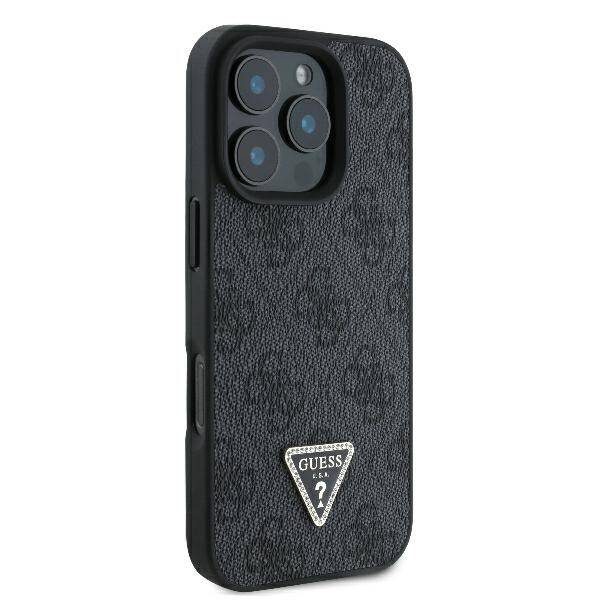 Guess Hardcase PU Leather 4G
 Triangle Strass Black iPhone 16 Pro