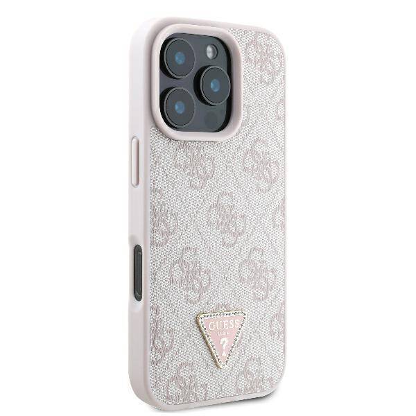 Guess Hardcase PU Leather 4G
 Triangle Strass Pink iPhone 16 Pro
 Max