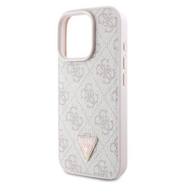 Guess Hardcase PU Leather 4G
 Triangle Strass Pink iPhone 16 Pro
 Max