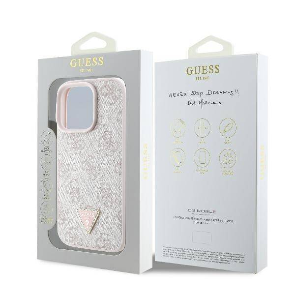 Guess Hardcase PU Leather 4G
 Triangle Strass Pink iPhone 16 Pro
 Max