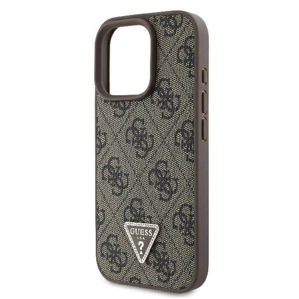 Guess Hardcase PU Leather 4G
 Triangle Strass Brown iPhone 16 Pro