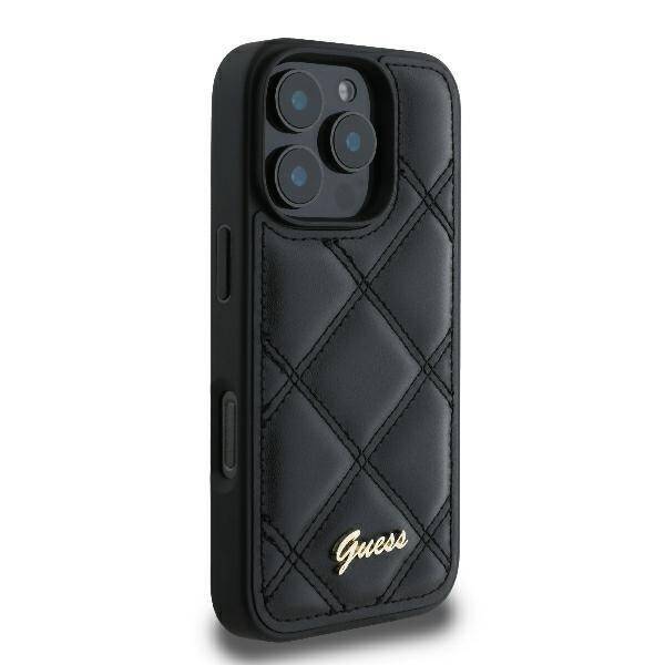 Guess Hardcase PU Quilted Metal
 Logo Black iPhone 16 Pro