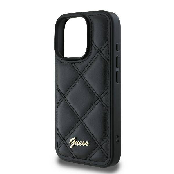 Guess Hardcase PU Quilted Metal
 Logo Black iPhone 16 Pro