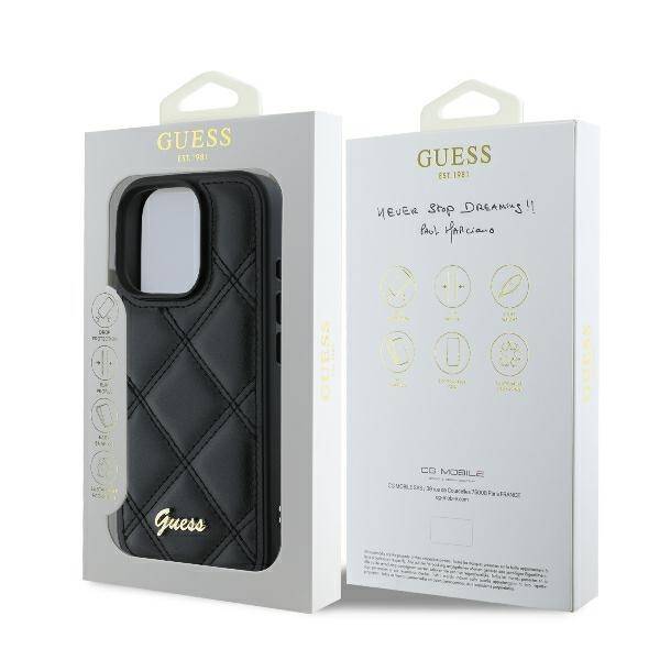 Guess Hardcase PU Quilted Metal
 Logo Black iPhone 16 Pro