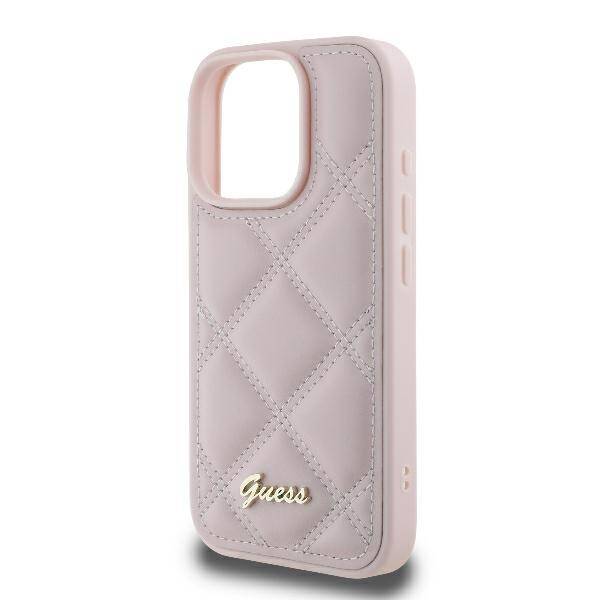 Guess Hardcase PU Quilted Metal
 Logo Pink iPhone 16 Pro