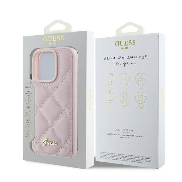 Guess Hardcase PU Quilted Metal
 Logo Pink iPhone 16 Pro