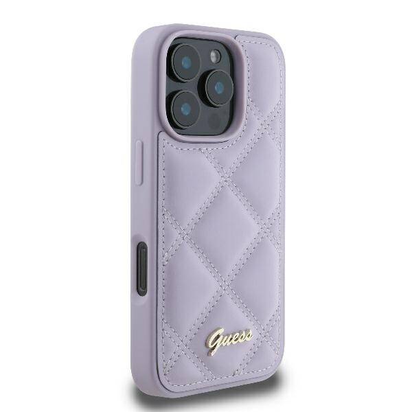 Guess Hardcase PU Quilted Metal
 Logo Light Purple iPhone 16 Pro